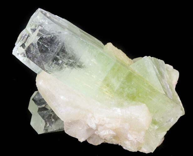 Zoned Apophyllite Crystal Cluster with Stilbite - India #44325